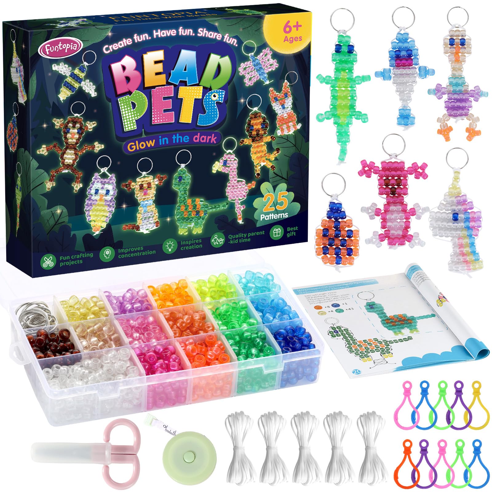 Kit De Cuentas Pony Para Hacer Llaveros De Animales, Abalorios De Brillan
