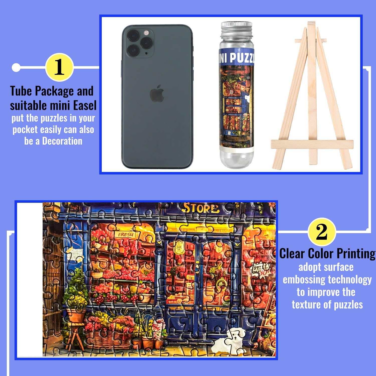 3 Pack Small Jigsaw Puzzles 150 Pieces - Vintage Streetscape Mini Puzzles With Easel