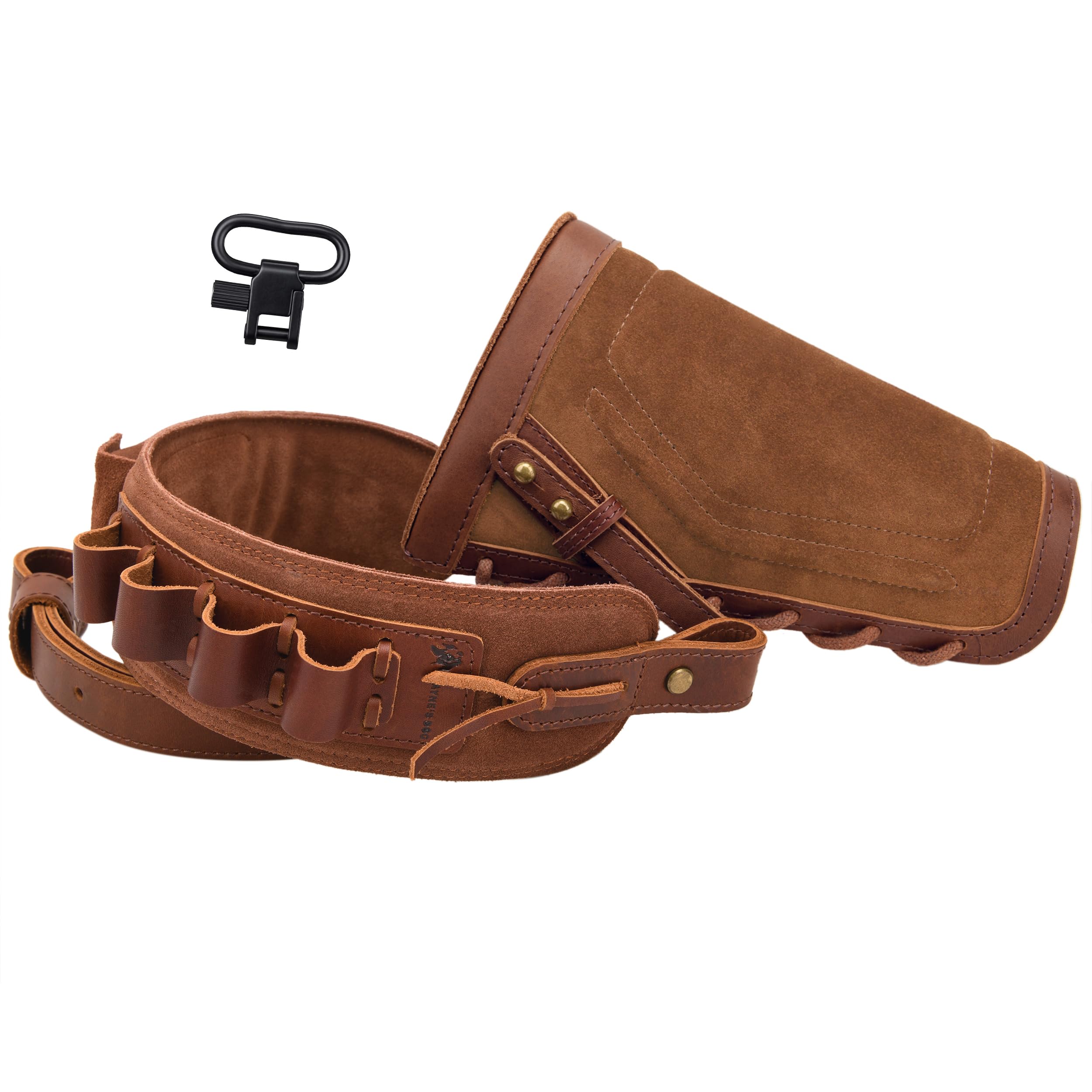 Leather Buttstock Pouch with Sling for Hunting(Brown (Righty&Lefty Hand), 12 Gauge)