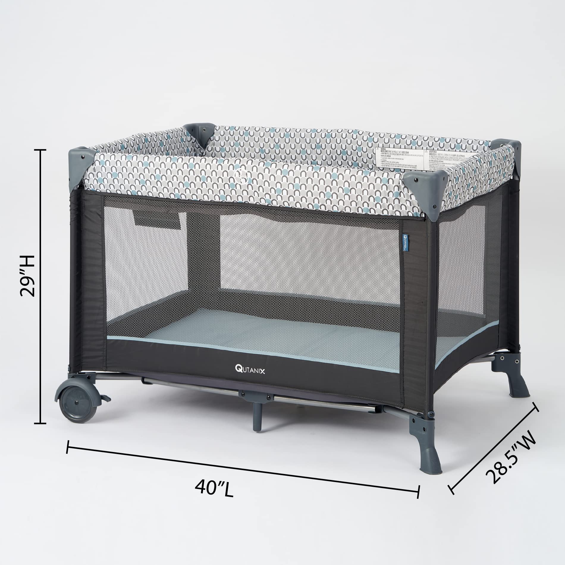 Qutanix Deluxe Nursery Center Comfortable Playard, Sturdy Play Yard with Mattress, and
