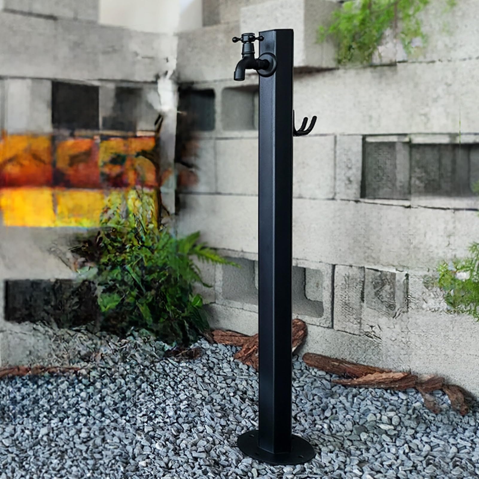 ZYCHSJXA Stainless Steel Garden Water Column - Independent Outdoor Faucet for Easy Irrigation & Anti-Leak Black Supply Station