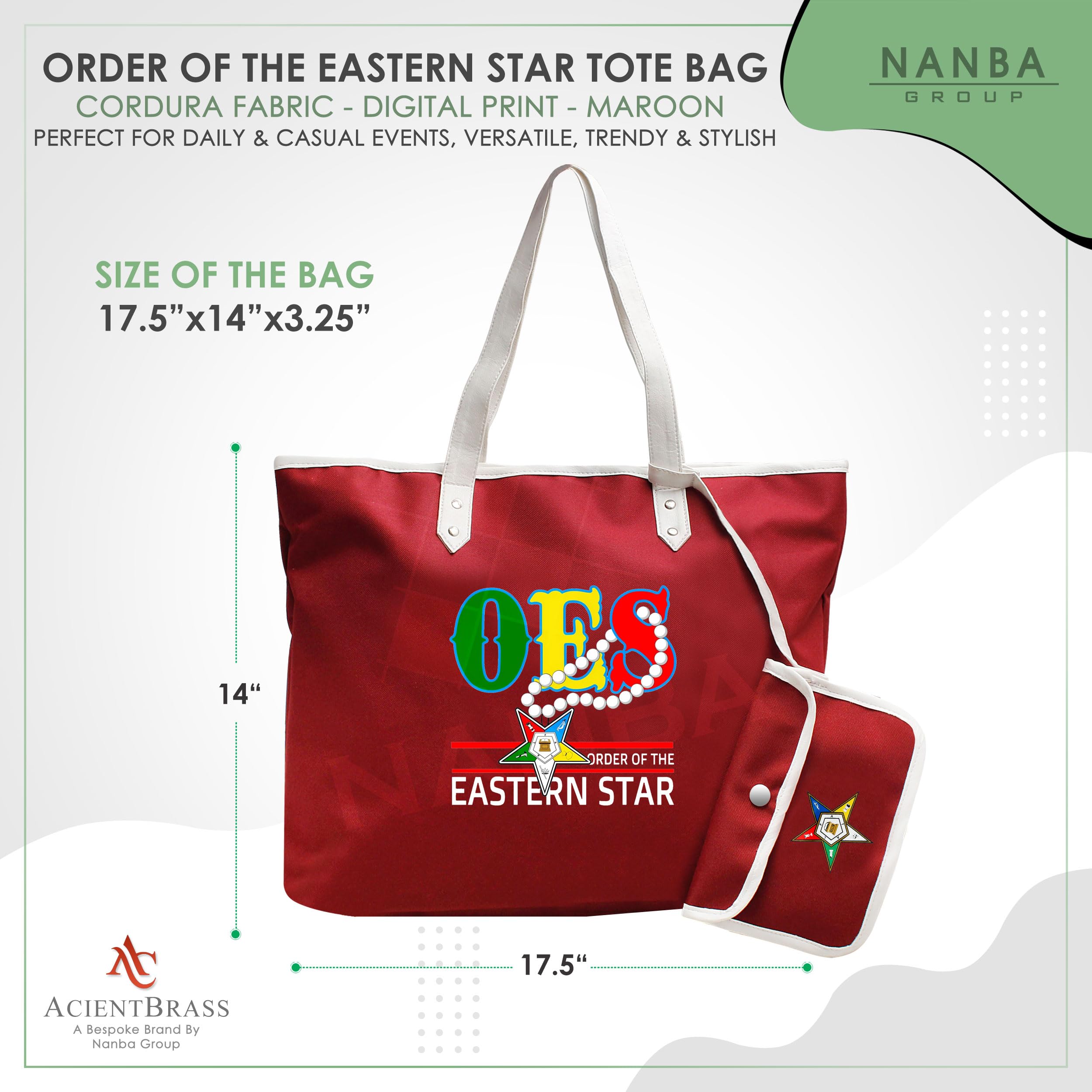 OES Order of the Eastern Star Tote Bag with Matching Wallet, Cordura