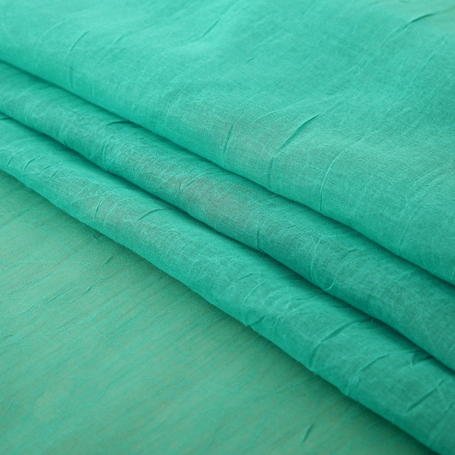 Deconovo sólido (aspecto de lino), color ondulados Sheer sintética India algodón cortina paneles 1 par, poliéster y mezcla de poliéster, verde azulado, 42W x 84L Inch