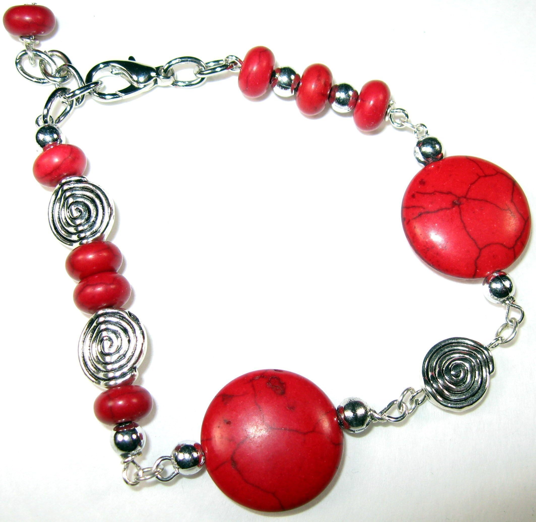 Men's, Women's, Unisex Healing Bracelet: Reiki, Chakra, Red Turquoise