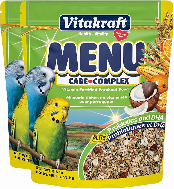 Ração para Periquitos Vitakraft Menu Premium com Sementes, Grãos e Vegetais – Pacote com 2 de 1,13 kg