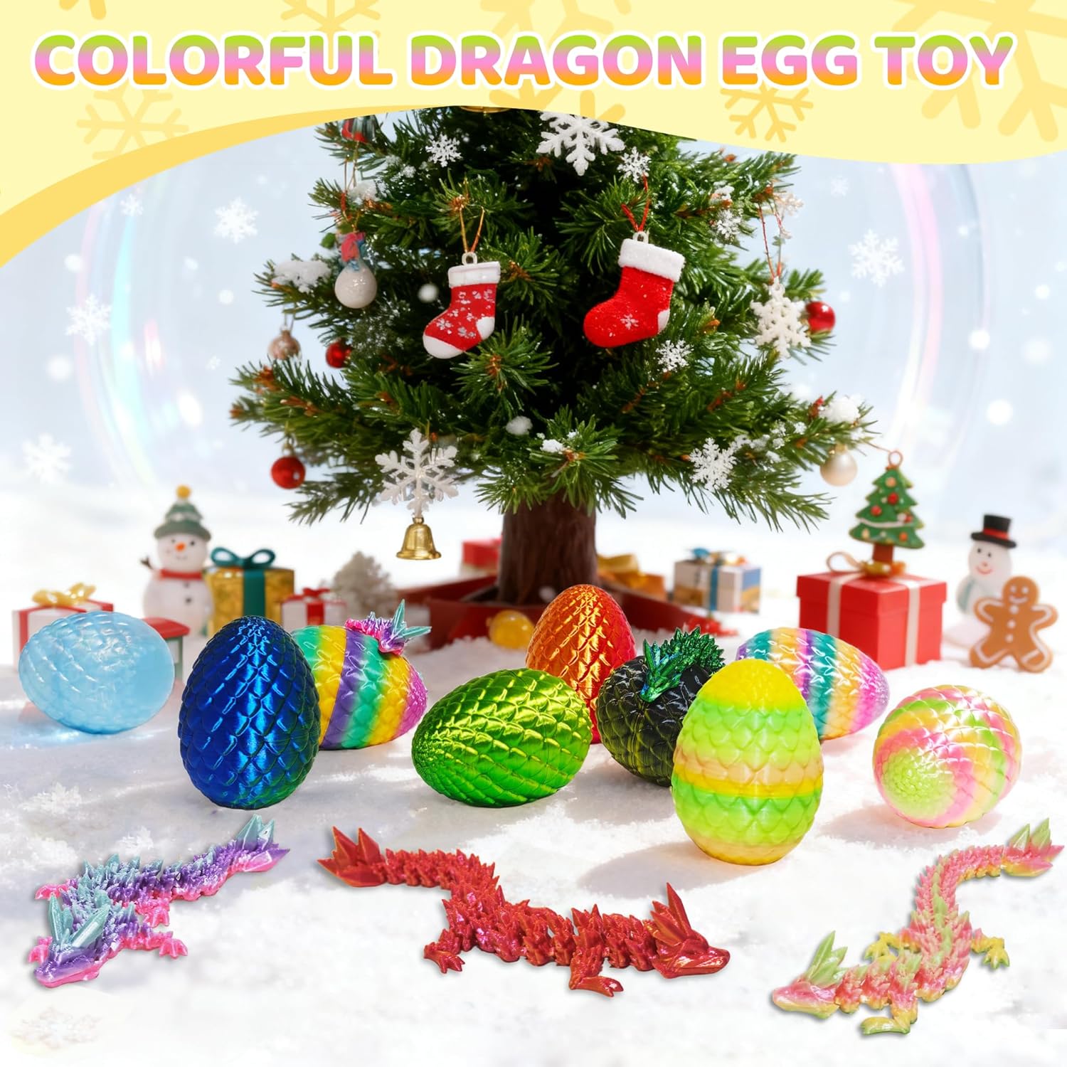 12PCS 3D Printed Easter Eggs with Dragons Inside, Easter Surprise Dragon Eggs, 3D Printed Animals, Easter Basket Stuffers,Fidget Toys Gifts
