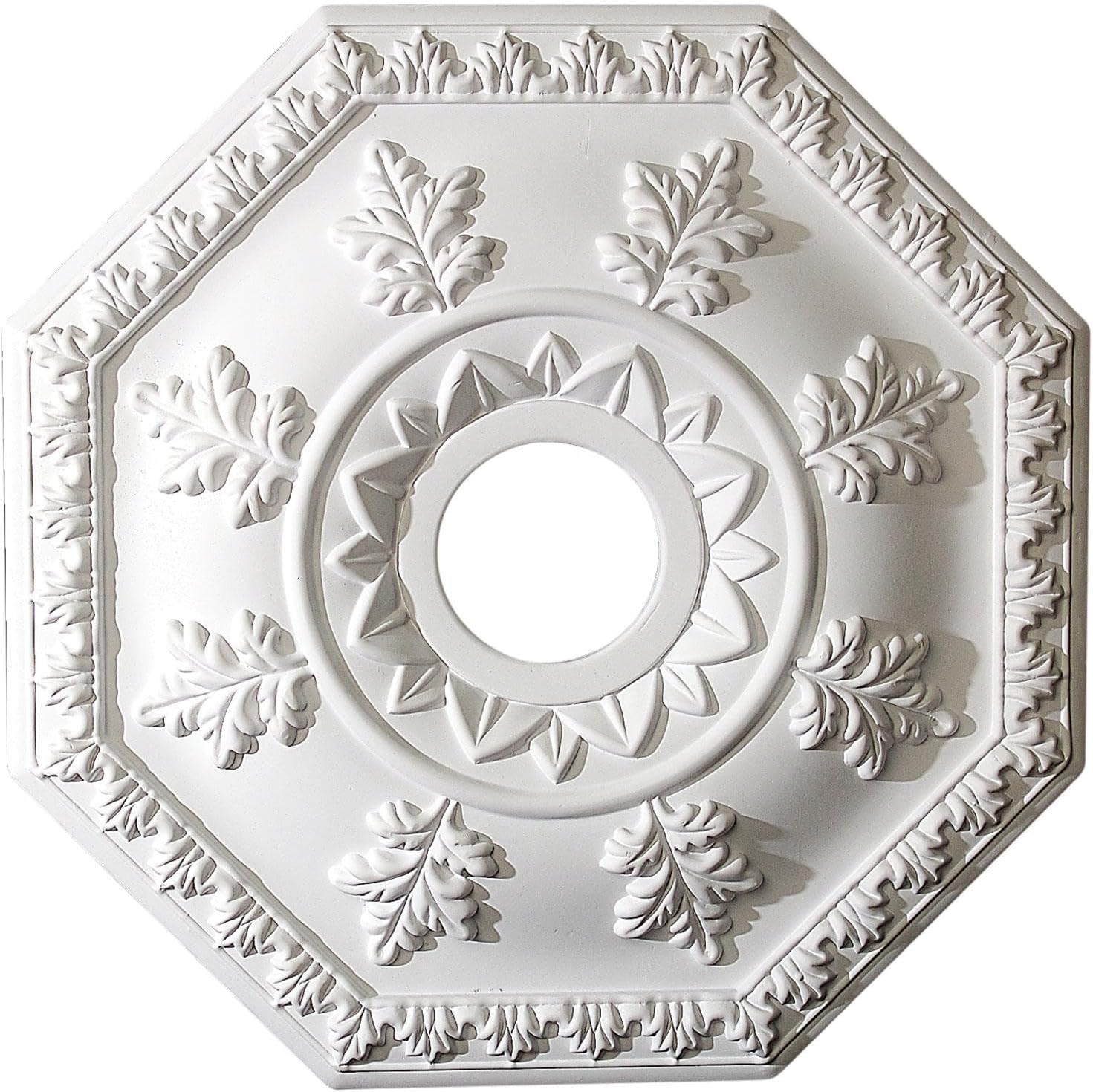 18 inch x 1-1/2 inch Leaf Polyurethane Ceiling Medallion Single Pack