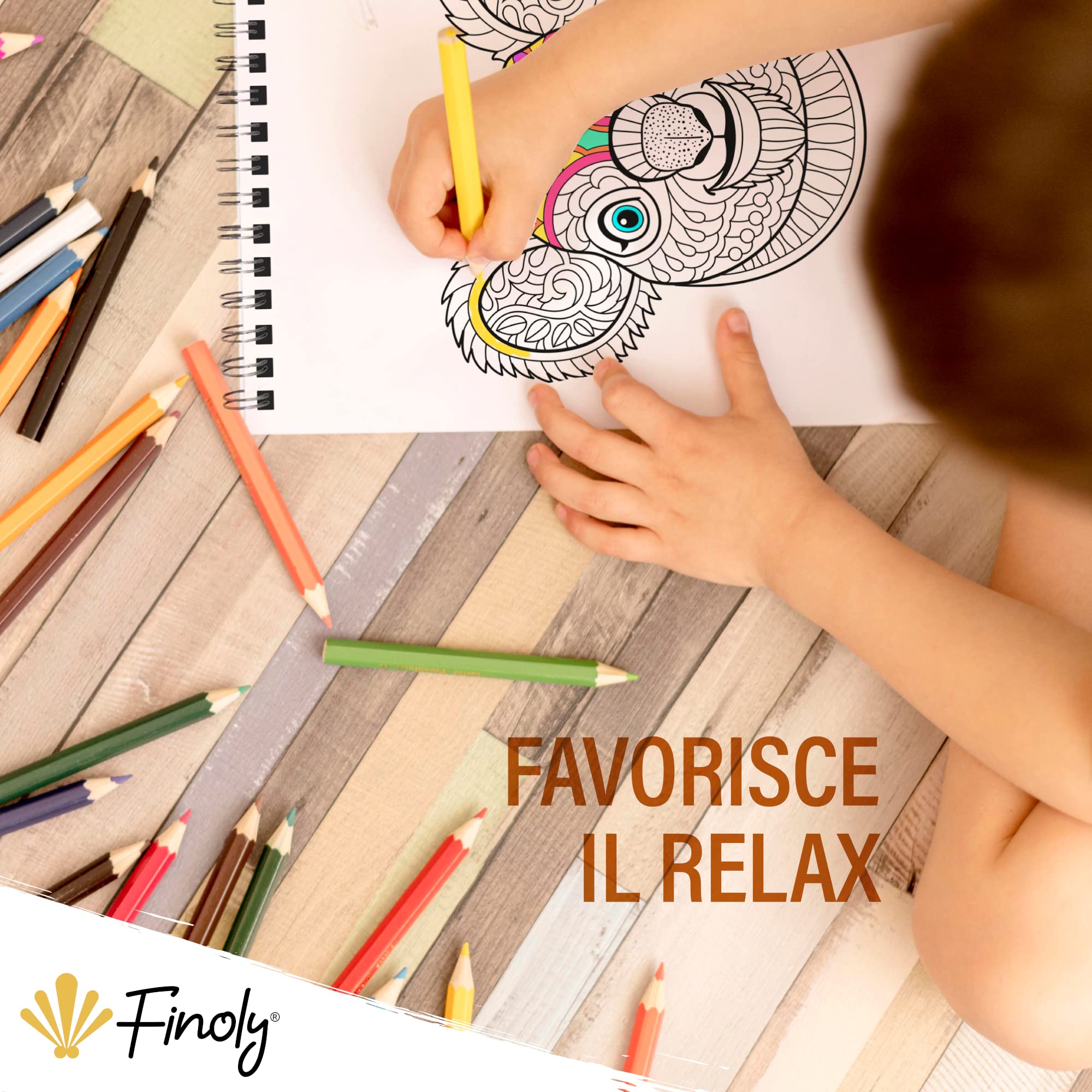Finoly Mandala da Colorare per Bambini Rilassamento e Antiestress | Libro Mandala da Colorare Bambini | Mandala Animali L’inchiostro non Trapassa | Libri da Colorare Mandala A4 | Rilegatura Spirale