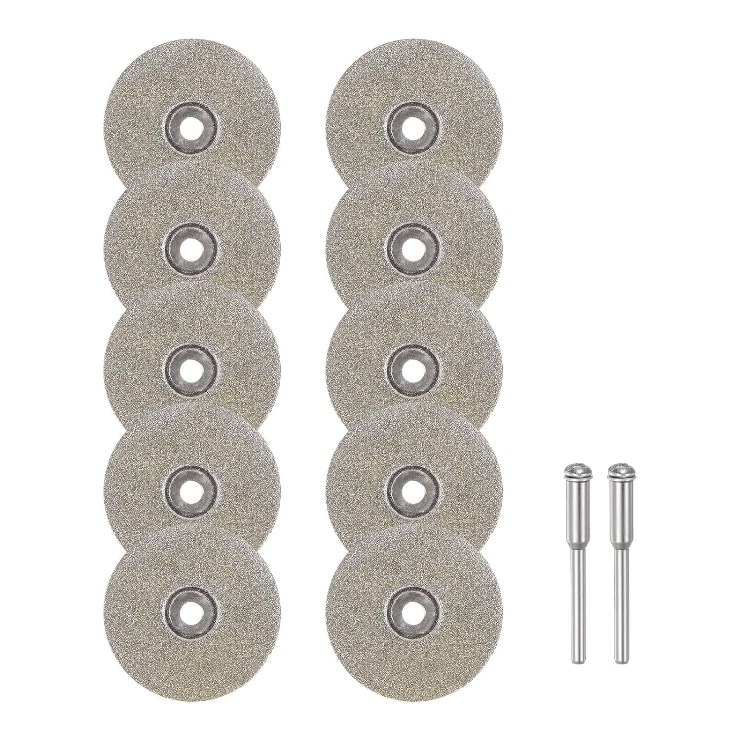 10pcs Diamond Cutting Wheel 25mm Full Sand Diamond Wheels Cut Off Discs Diamond Coated Cutting Wheel Replacement with 2pcs 3mm Mandrel for Rotary Tools