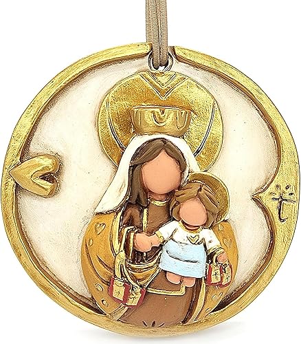 Medallion, Wall Decor, Polyresin Medal, Sculpted Hand-Painted Medallion, Home Decor (Our Lady of Mount Carmel)