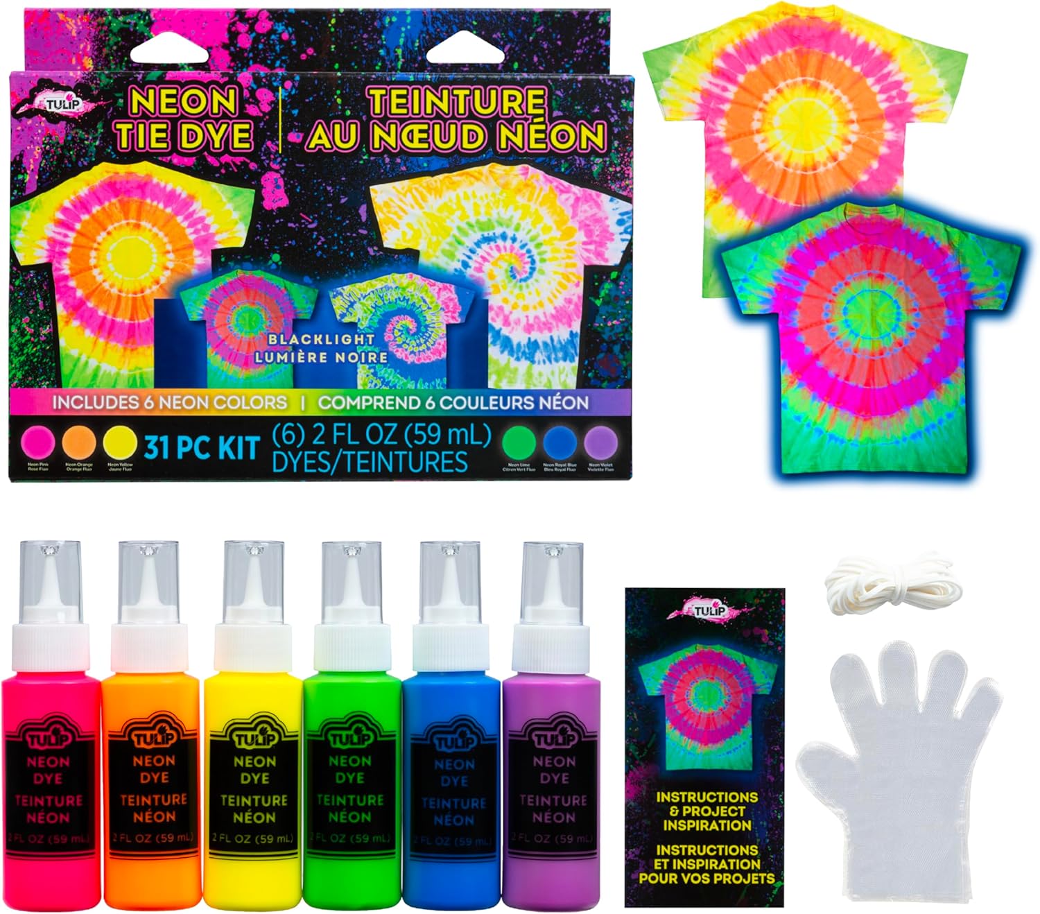 Amazon.com: Tulip Neon Tie-Dye Kit, Blacklight Reactive, Easy ...