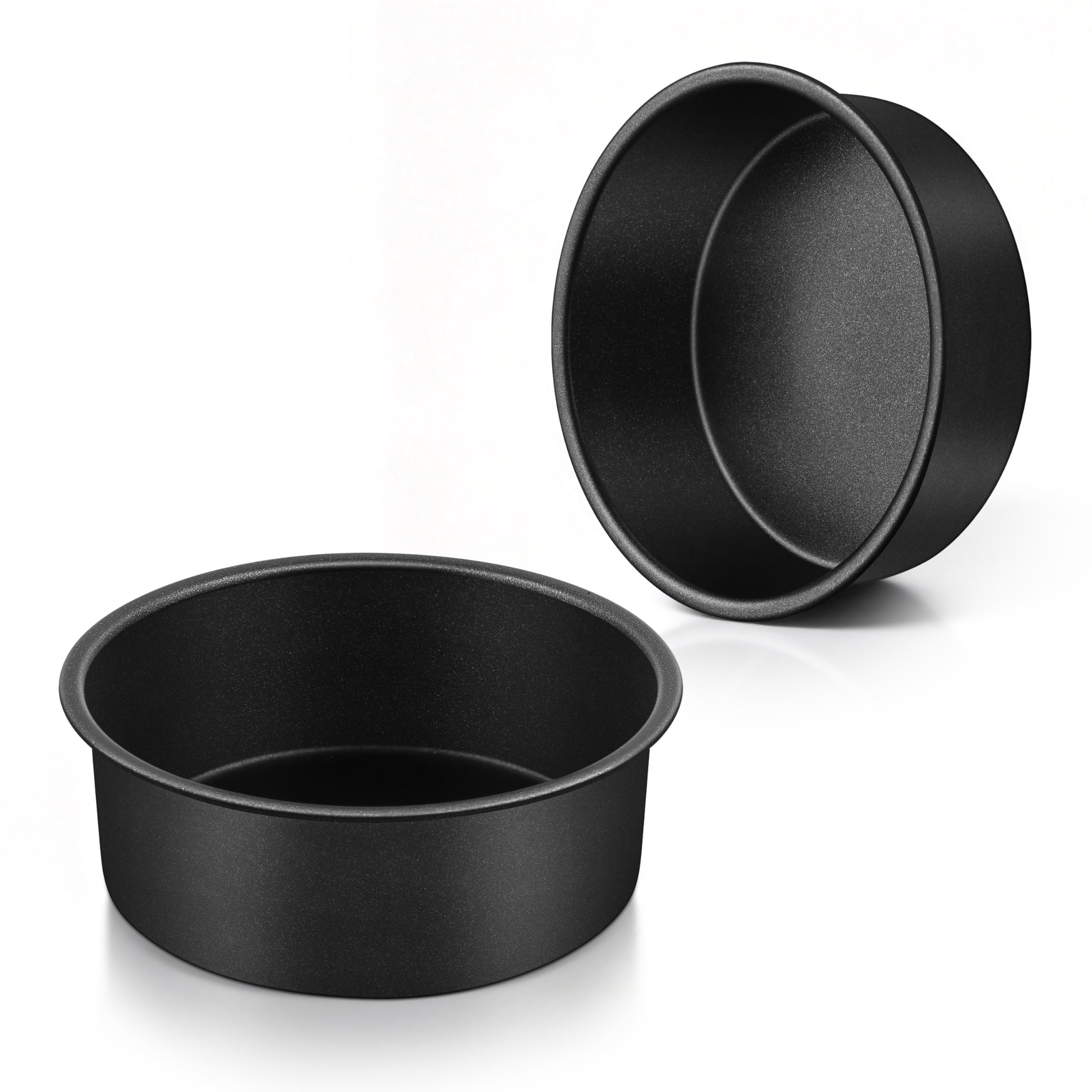 HaWare 5 inch(13cm) Cake Tins Set of 2, 5cm Deep Stainless Steel Cake Pan, Non-Stick Round Baking Pan for Baking Roasting Serving, Versatile Layer Round Cake Mould Bakeware, Rust-Resistant, Black