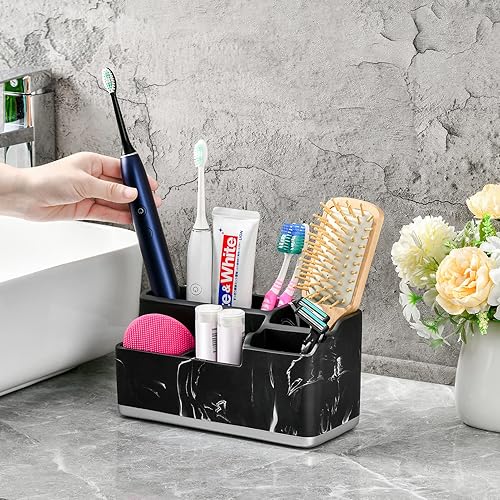 Miniatura 2 de VITVITI Portacepillos de dientes para baño, organizador de baño, encimera de baño, 5 compartimentos, accesorios de baño, almacenamiento para pasta