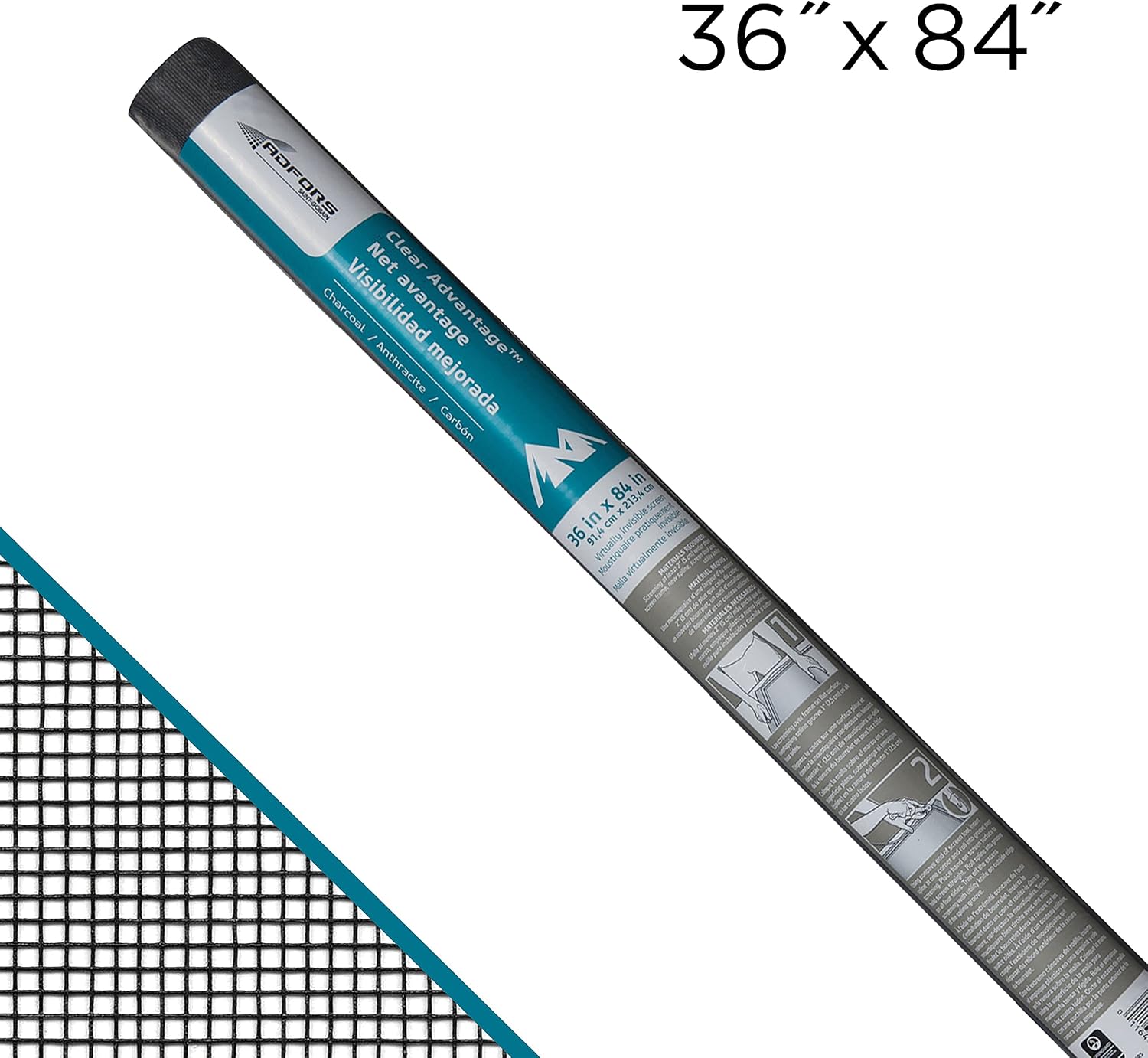 Saint-Gobain ADFORS 33541 Screen Wire, 36 inch x 84 inch, Charcoal