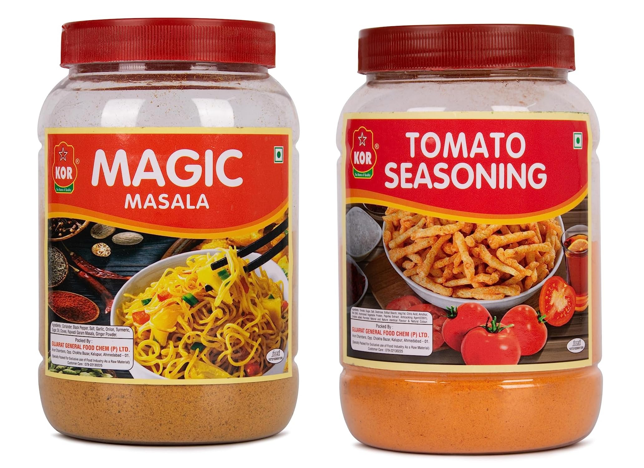 KOR Combo of Magic Masala – 400g + Tomato Seasoning – 400g (Pack of 2) / Perfect for Cooking, Ready to Use, No Added Colors, Spice Powders Cheese Sauce for Nachos, Sprinkling