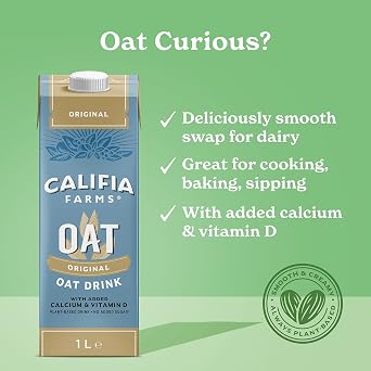Califia Farms Oat Barista Blend & Unsweetened Oat Drink with Calcium & Vitamin D - Dairy Free, Lactose Free, Vegan (6 x 1L)