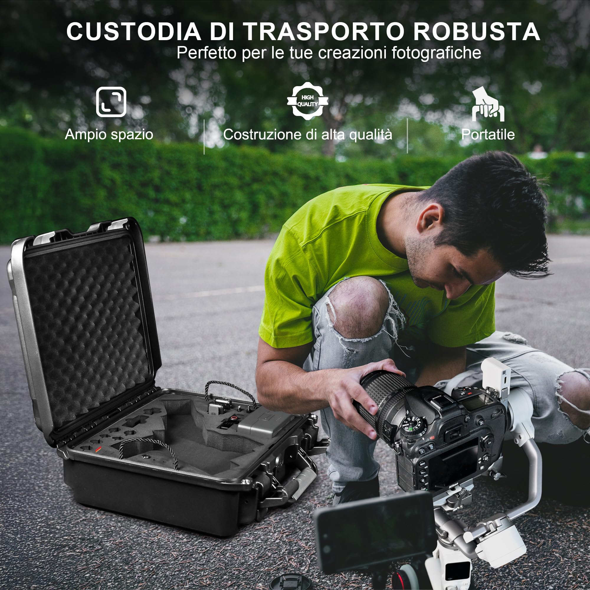 LEKUFEE Valigia Rigida Impermeabile per DJI RS 4 Mini, Combo, Stabilizzatore Gimbal, DJI Mic 3/Mic Mini/Mic 2 e altri accessori (solo custodia)