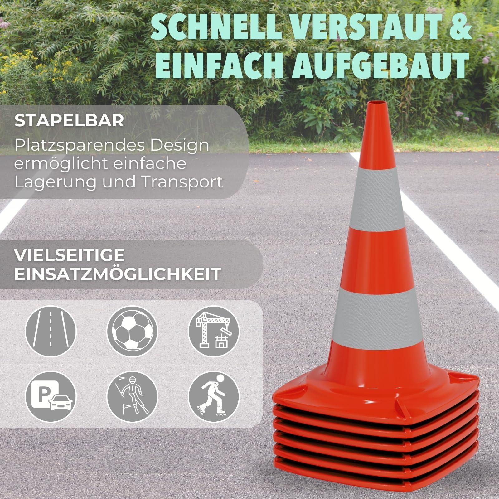 Verkehrspylon Pylon Hütchen Verkehrsleitkegel Warnkegel Markierungskegel Absperrkegel Warnbake Leitpfosten Lübecker Hut Parcours 4 Stück