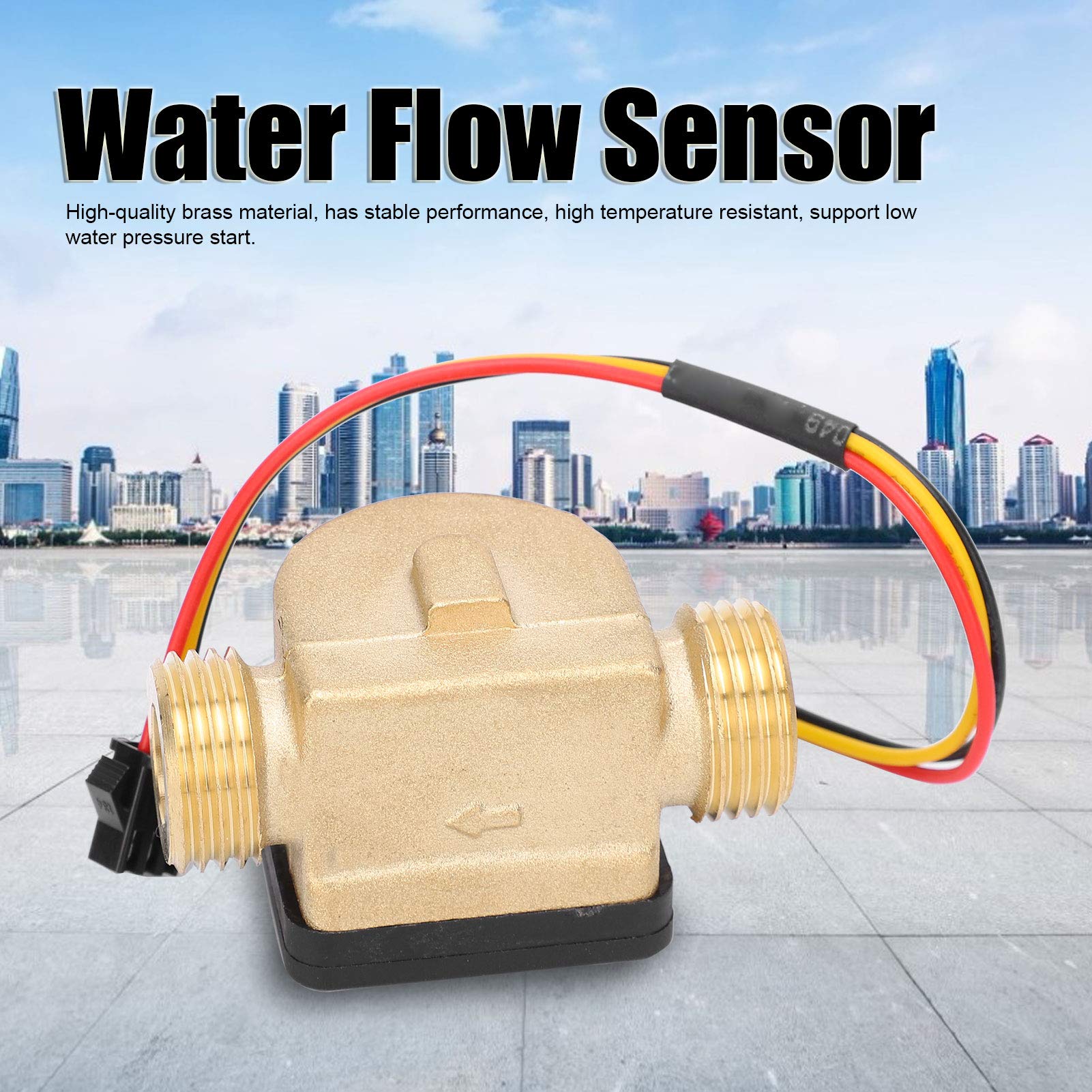Water Sensor DC 3?24V G1/2in Male Water Fl ow Sensor Counter Brass Hall Effect Flowmeter Fluid Meter for Water Heaters Credit Card Machine