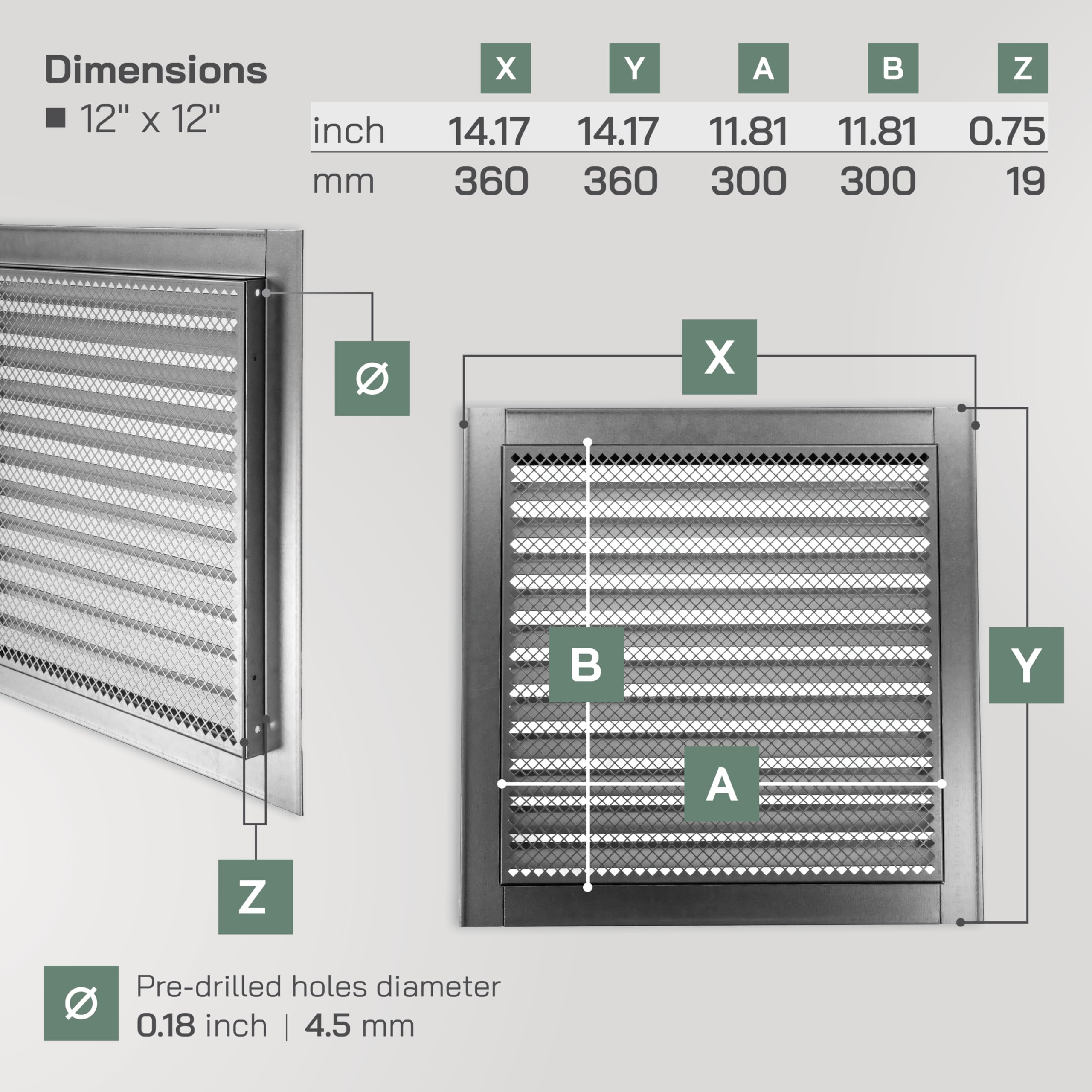 Vent Systems Grille d'aération carrée de 30,5 x 30,5 cm – Persienne d'aération – Grille d'aération – Grille d'aération intégrée – Évents CVC pour une utilisation extérieure, bureau à domicile, cuisine