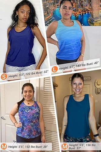 Miniatura 5 de Yonique Trajes de baño tankini de 3 piezas para mujer, camiseta sin mangas, trajes de baño con pantalones cortos y brasier, traje de baño atlético