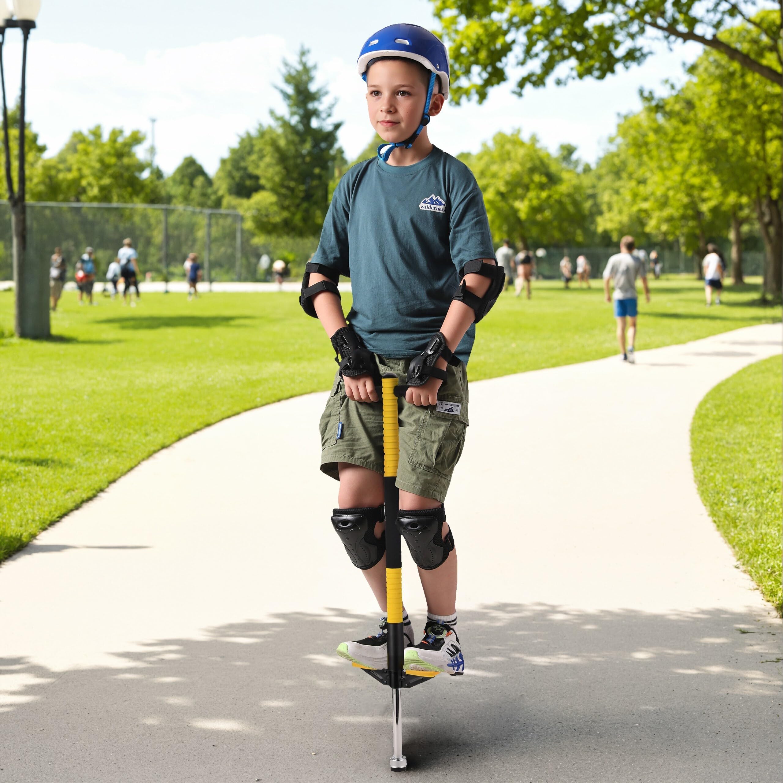 Salterello Per Bambini Relaxdays - Bastone Per Saltare, Portata Fino A 35 Kg, Maniglie Imbottite, Blu