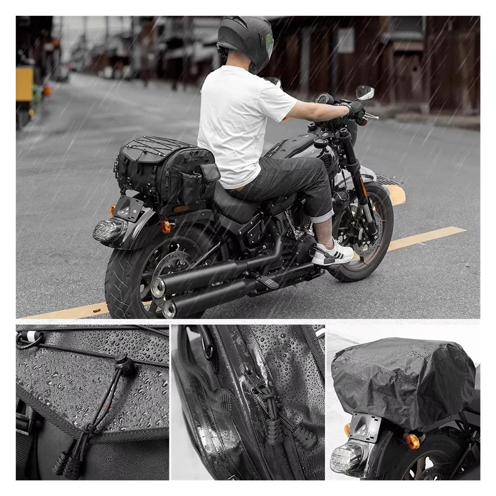 Moto Paraurti Borsa Moto Sella Coda Espandibile Grande capacità Viaggio Bagagli Universale PVC Impermeabile Borsa