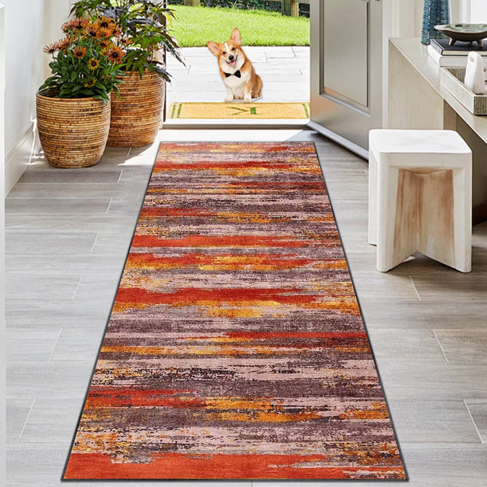KwuSeug Carpet Runner For Hallways Extra Long Non Slip Back Floor Carpet Washable Rug Entrance Hall Stair Carpet Kitchen Floor Mats For Laundry Room Bathroom Living Room Entryway 50 x 250 cm