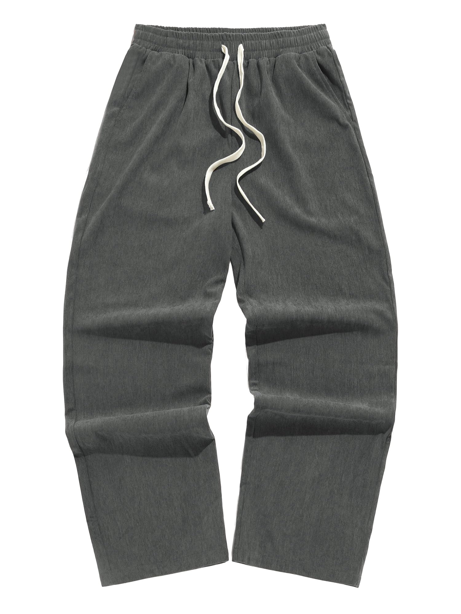 ZAFUL Mens Corduroy Pants Straight Leg Drawstring Elastic Waist Casual Pants Lounge Baggy Trousers with Pockets