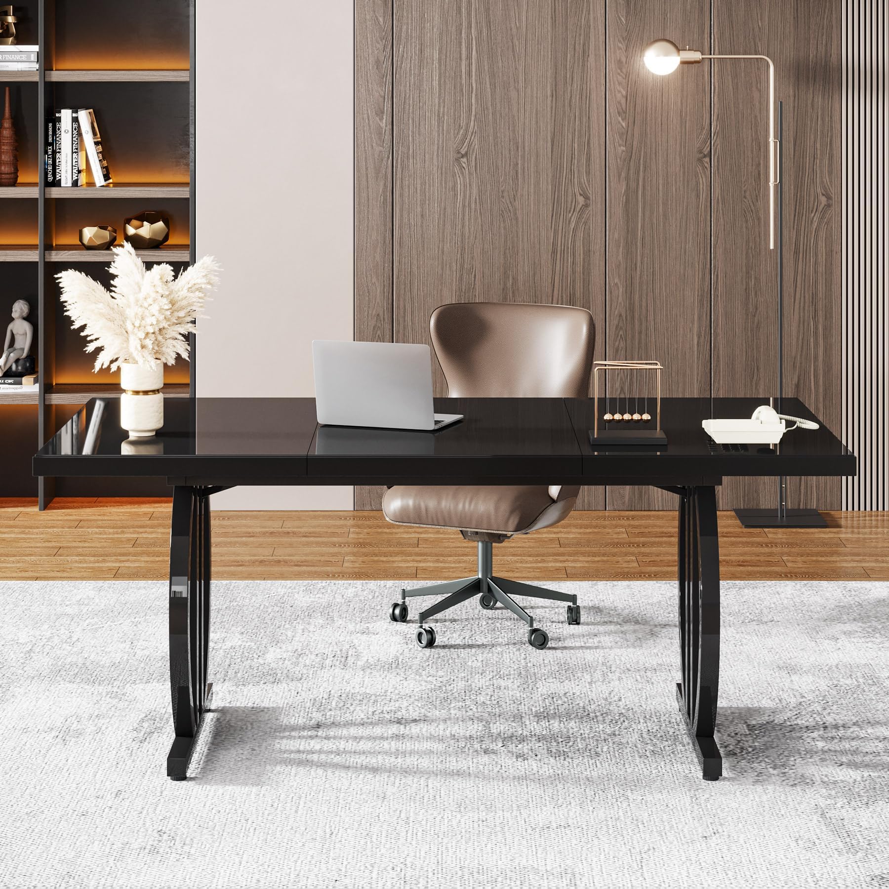 Tribesigns Mesa de escritorio de 160 cm con patas metálicas robustas, escritorio moderno y sencillo, escritorio para ordenador portátil, sala de trabajo, mesa de trabajo