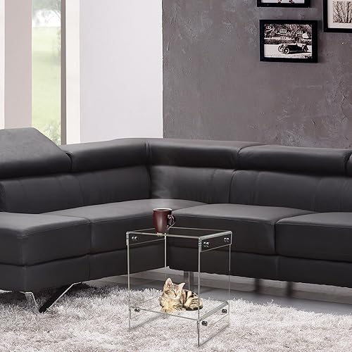 Miniatura 6 de Mesa auxiliar de acrílico, mesa auxiliar de acrílico para espacios pequeños, mesita de noche transparente para oficina, mesa auxiliar transparente
