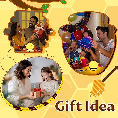 Miniatura 7 de YuanDian Linda luz nocturna de abeja para niños, lámpara de noche de guardería Kawaii Animal Nightlight con 7 colores, 3 niveles regulable, control