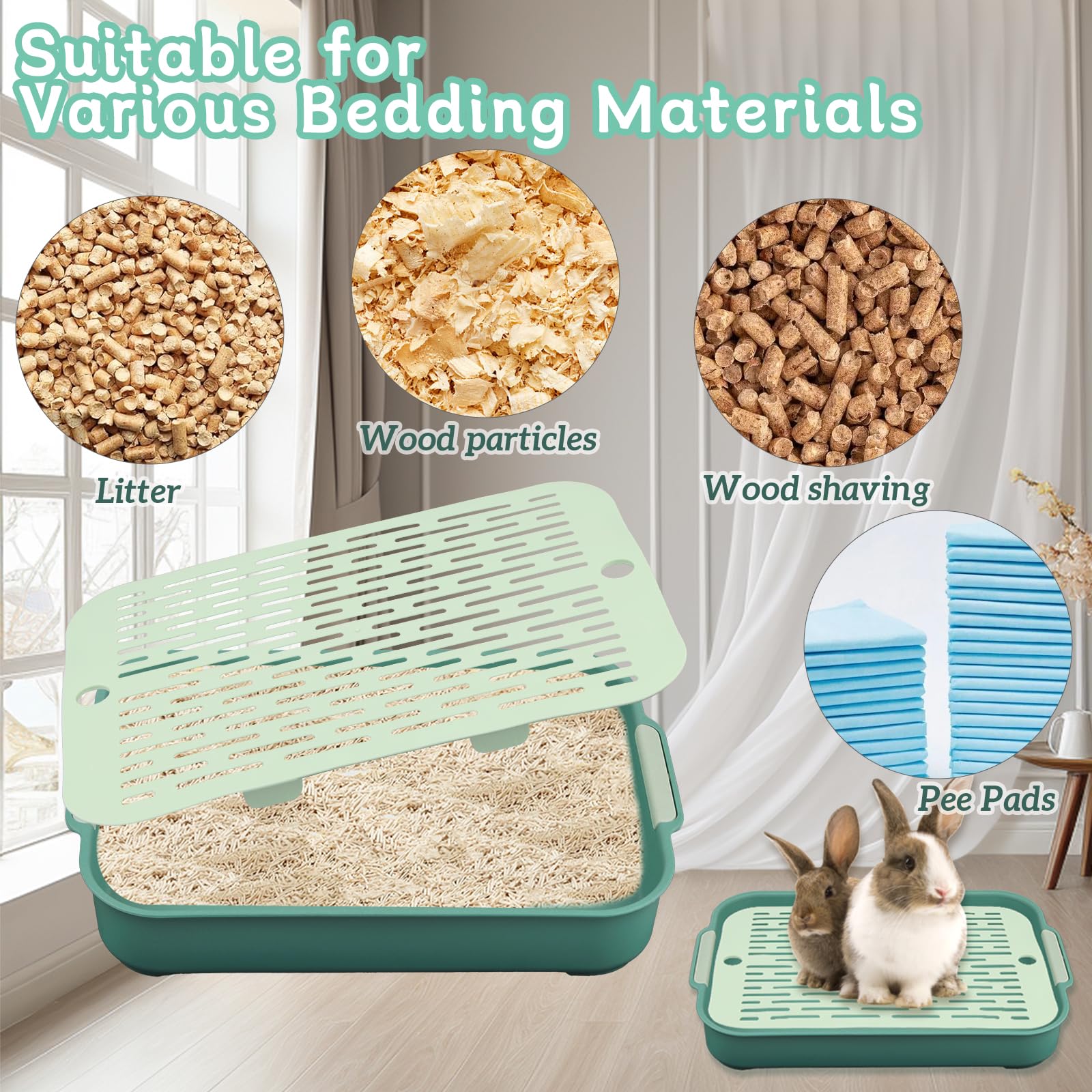 Rabbit Litter Tray, Animal Toilet, 27 x 18.8 x 4 cm Rabbit Litter Tray, Litter Tray for Small Animal Toilet, Pot Trainer Use in Cage, Tray with Grid for Hamster - Image 4