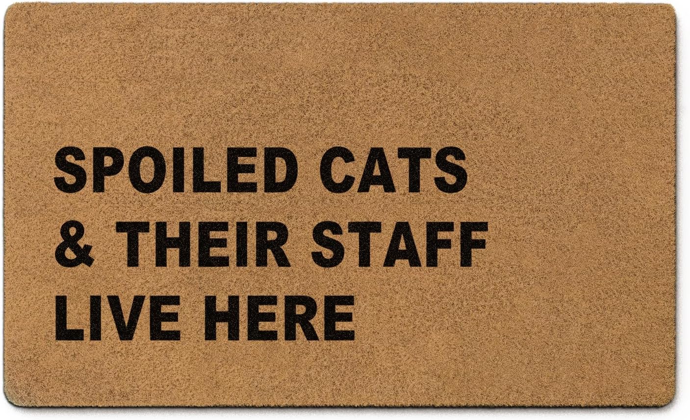 Funny Black Cat Welcome Door Mat, Don't Let the Cats Out or the Cops in Faux Coir Doormat Outdoor Entrance, Humorous Black Cat Welcome Mats Small Rugs for Entryway Front Door, 17x30 Inch