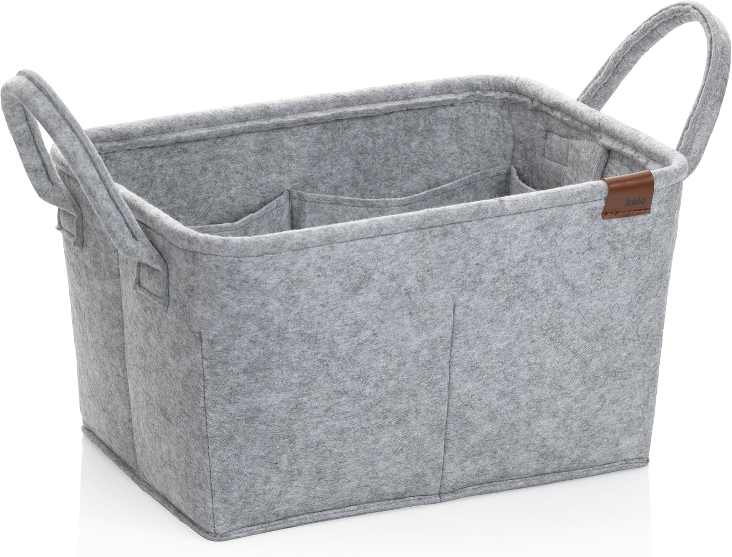 kela Fay 24462 Felt Basket, Light Grey, Carry Handle
