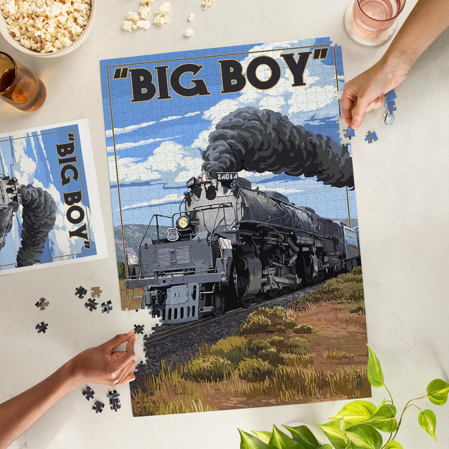 "Lantern Press Big Boy Steam Engine 4014, 1000 Piece Jigsaw Puzzle for Adults, Made in USA with Reference Poster"