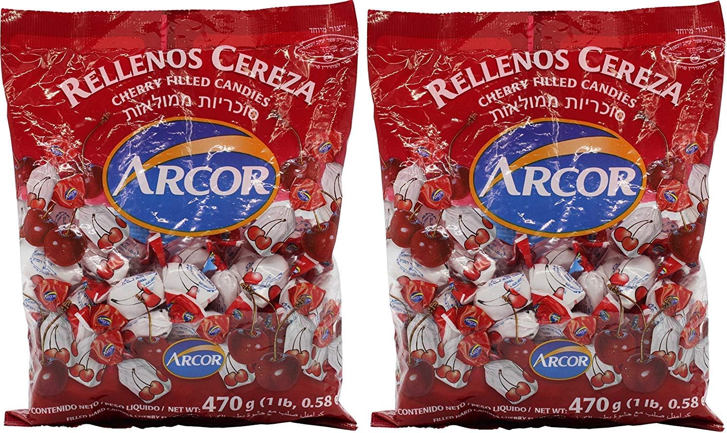 Arcor Kosher Cherry Fruit Flavored Hard Candy With Chewy Centers 470 Gram Bags Pack Of 2 Amazon Co Uk Grocery