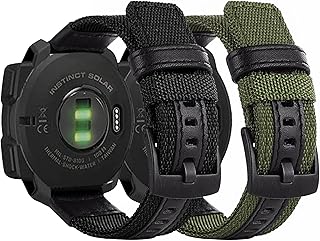 Rugged Nylon with Leather Bands Compatible with Garmin Instinct/Instinct 2 Solar, 22mm Sport Military Wristband for Garmin Instinct Tactical/Solar/Tide/Esports…