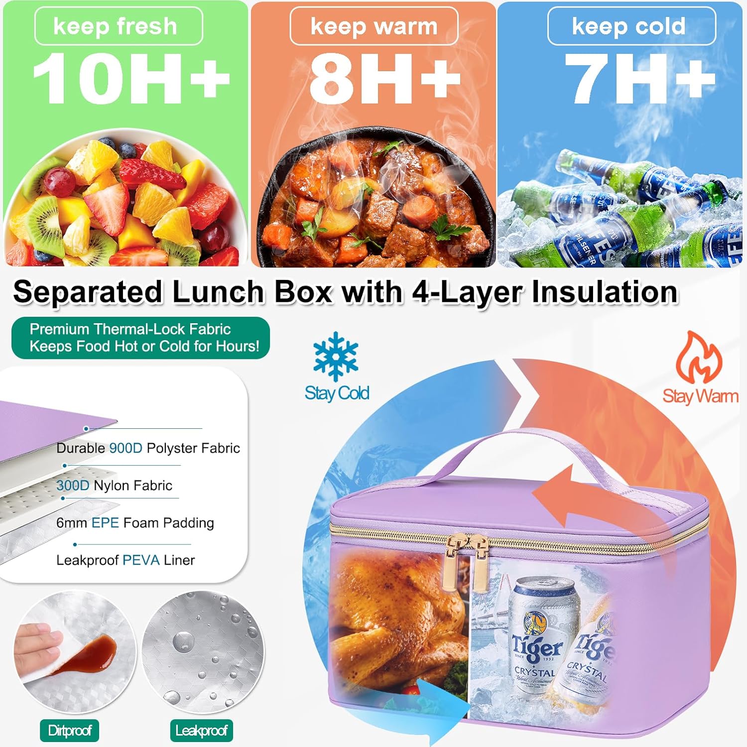 Lunch Backpack for Women, 15.6 Inch Laptop Backpack for Womens Stylish Nurse, Teacher Work Back pack with Lunch Box Insulated Backpacks Cooler for Women Men Travel Camping Picnics