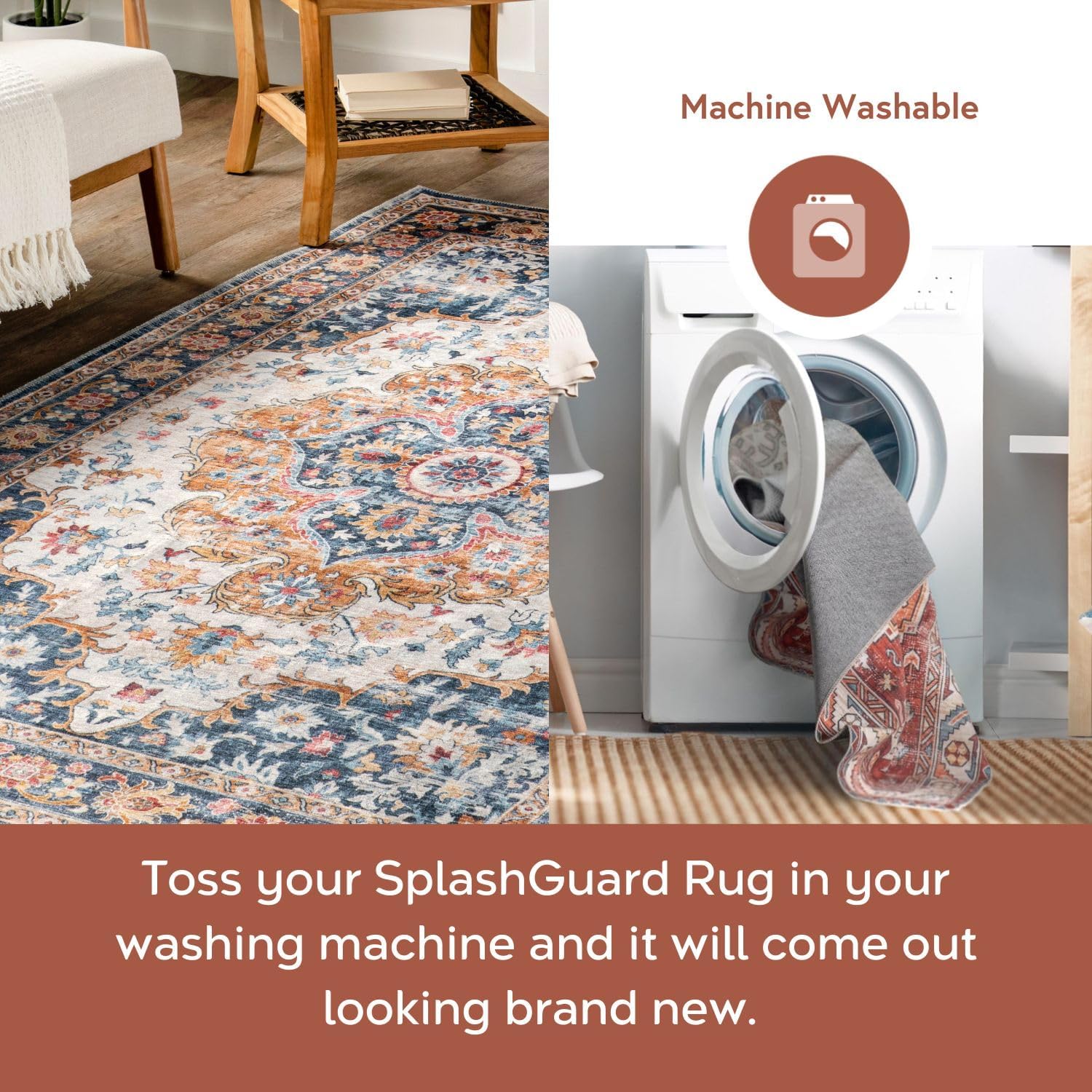 Nuloom Splashguard EMI Blue/Multicolor, 9' x 12', Soft and Cozy, High Traffic, Stain Resistant, Easy Clean, Durable, Machine Washable Area Rug for Bedroom, Living Room, Dining, Den, Foyer, Entryway