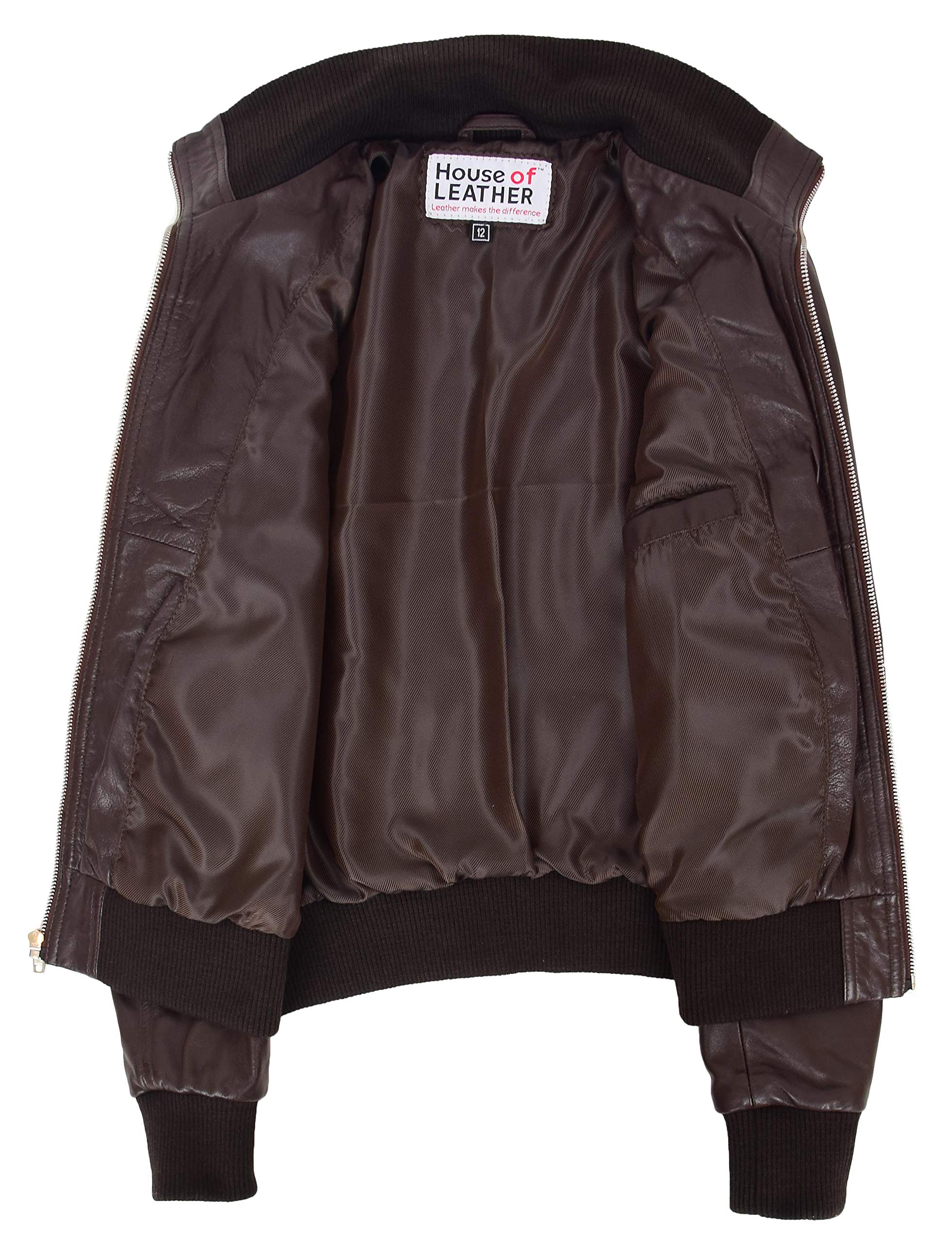 Veste bomber ajustée en cuir véritable pour femme