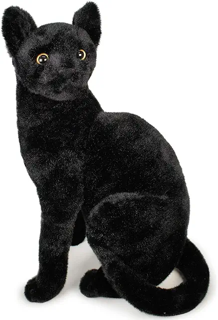 Peluche Chat Noir Boone 33 cm - Animal en Peluche Doux et Sécuritaire