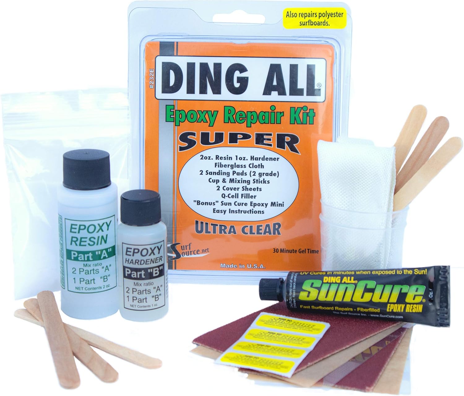 Ding All 3 Oz (84ml) Super Epoxy Repair Kit for Small to