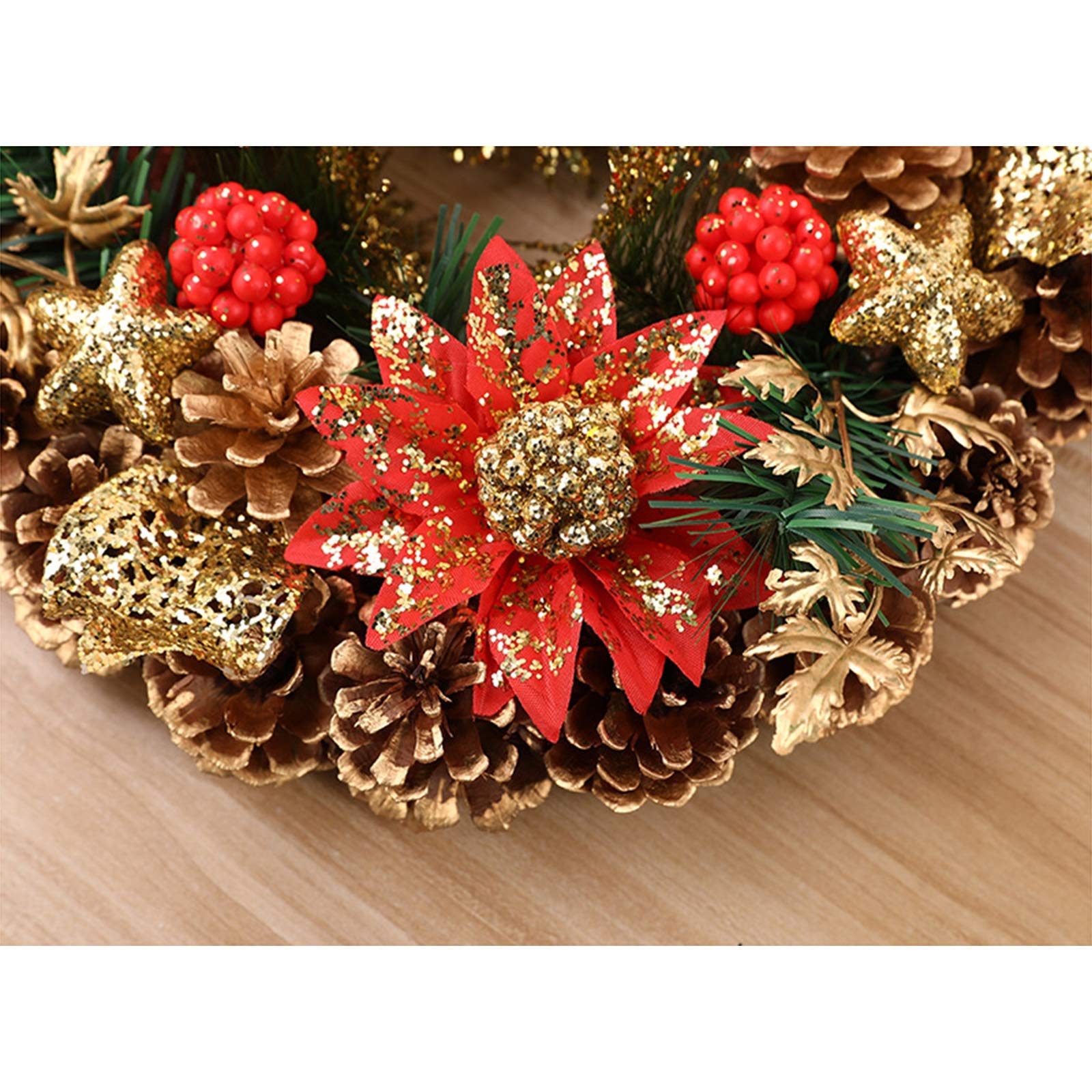 MIAOXIAO Weihnachtskranz künstlicher Blumen Türkranz Weihnachten Kranz mit Handgefertigter Dekoration Kranz,A