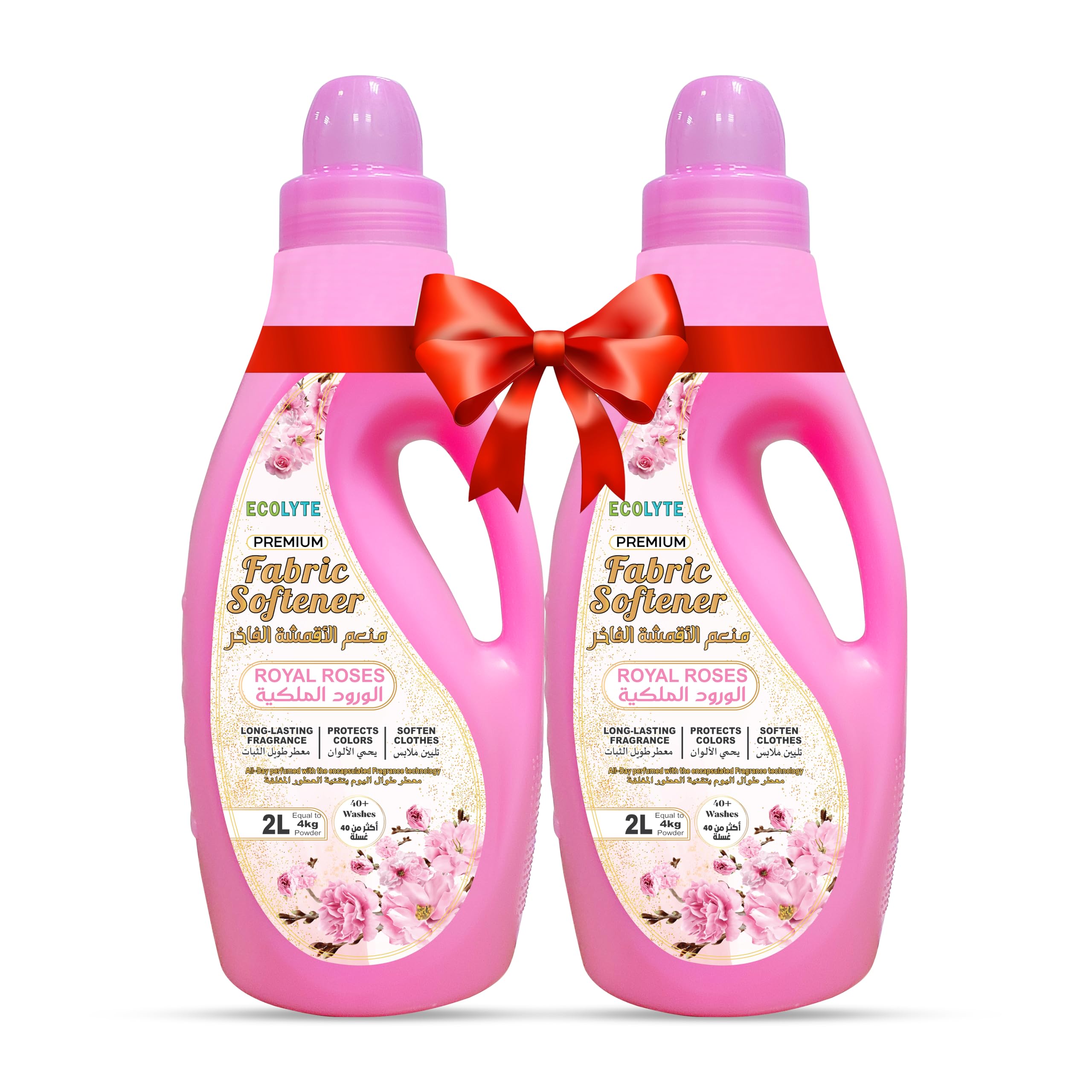ECOLYTE+ Disinfectant Fabric Softener - Enhances Softness Freshness, Feel Luxurious, Gentle on Clothes, Lasting Scent, Encapsulated fragrance, Laundry Care - (Royal Rose - 2 Liter, Pack of 2)