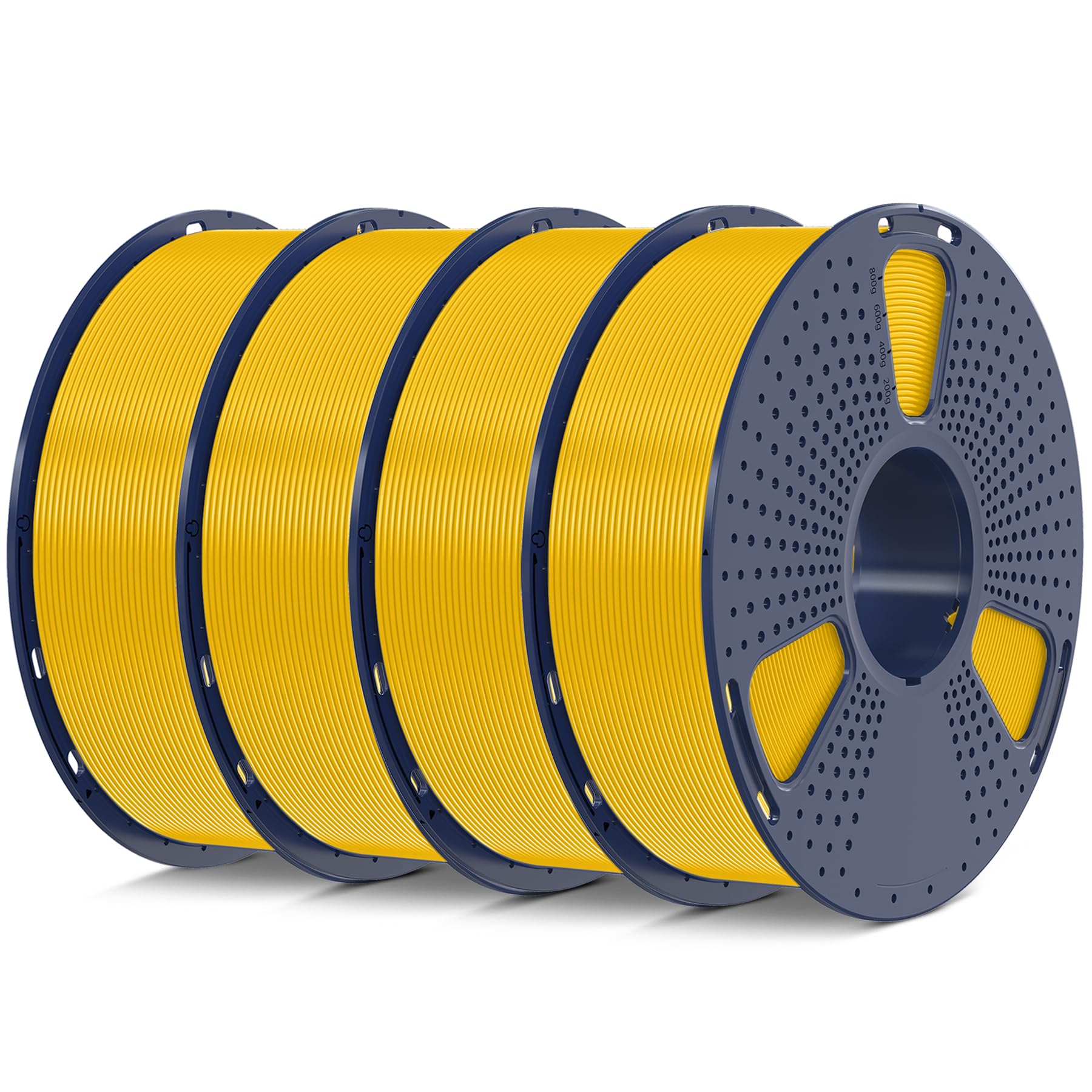 SUNLU 4kg PLA 3D Printer Filament Bundle, Neatly Wound PLA Filament 1.75mm ±0.02mm, Individually Vacuum Packed, 4kg in Total, 1kg per Spool, 4 Pack, 4000g, Pure Yellow
