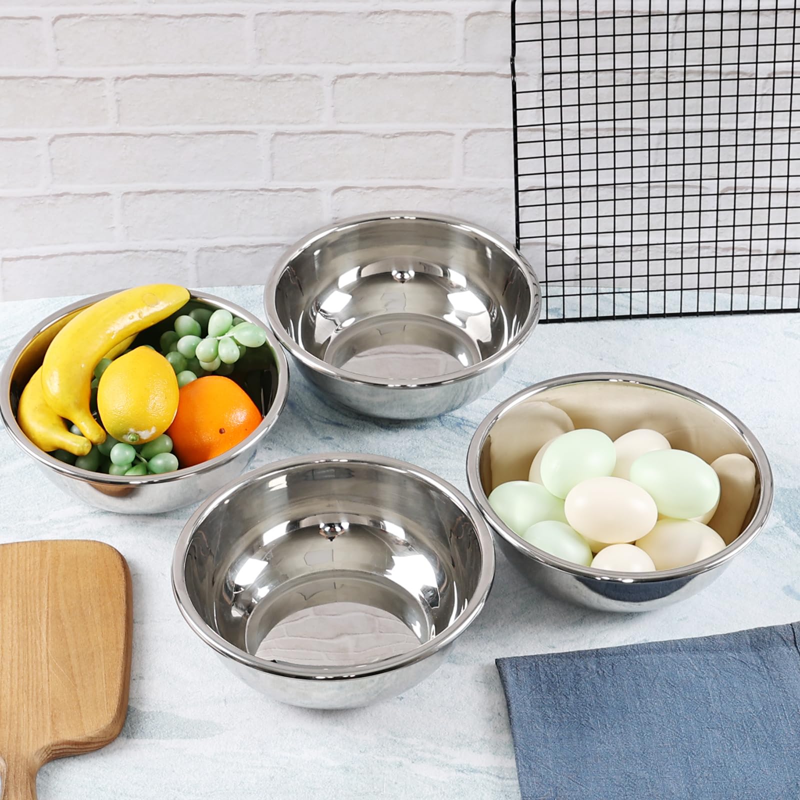Confezione da 4 ciotole in acciaio inox, 21 cm, set di ciotole da cucina