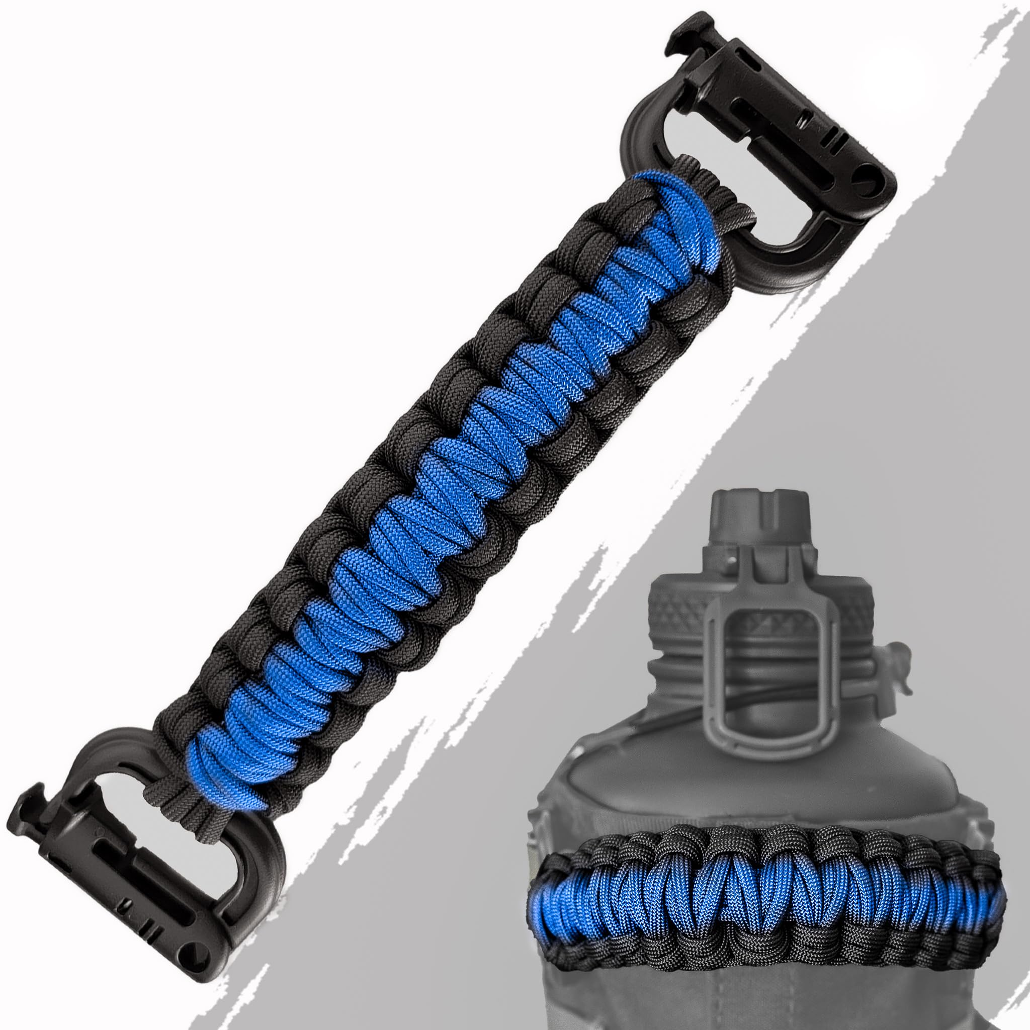 Iron Infidel Paracord Handle for Battle Bottle (Two-Tone, Blue Line)