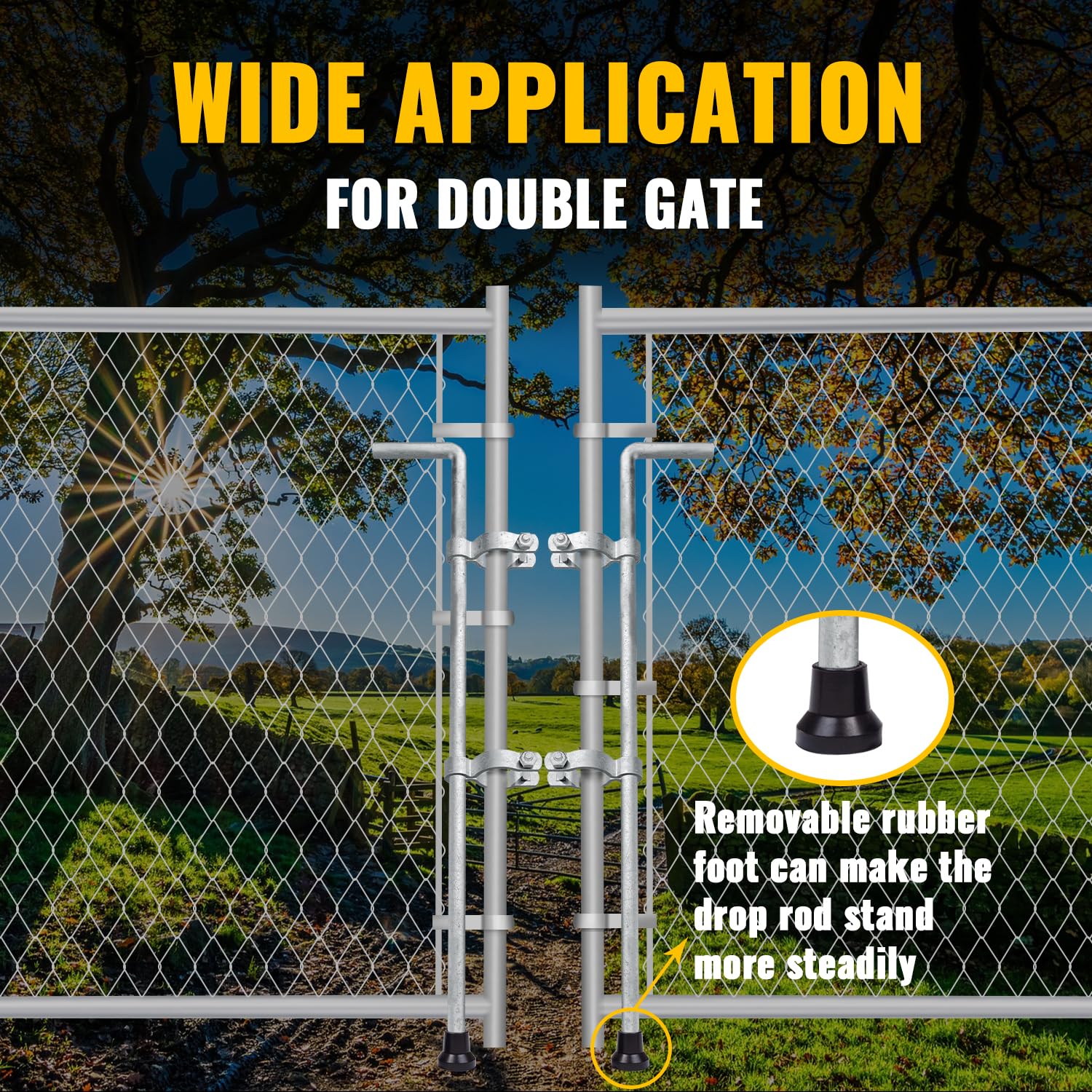 Heavy Duty Gate Drop Rod For Chain Link Fence - 32 Inch Galvanized Steel Cane Bolt 2-Pack