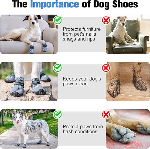 Miniatura 5 de BEAUTYZOO Zapatos para perros, botas y protectores de patas para perros pequeños, medianos y grandes, zapatos de agua reflectantes para perros,